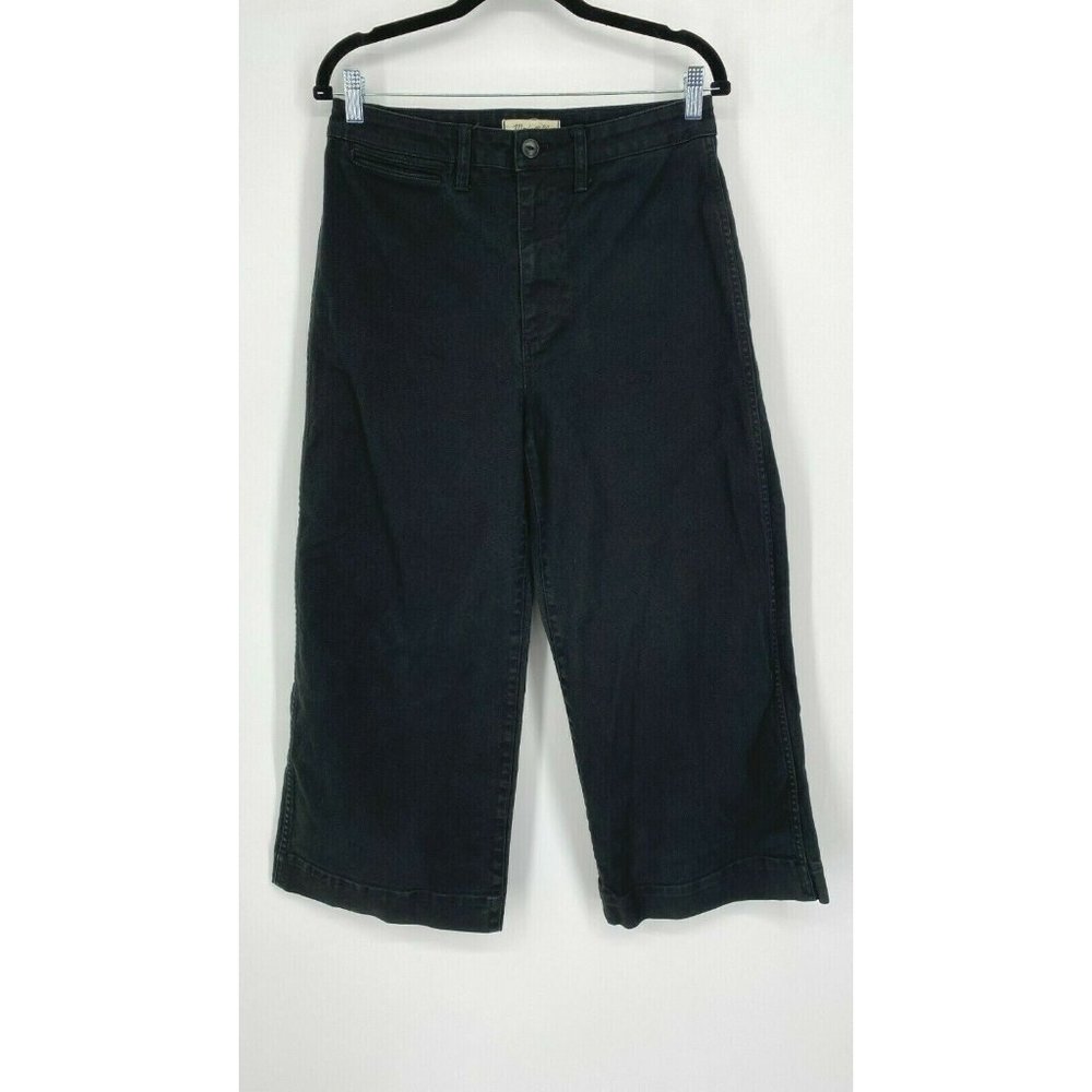 Madewell Emmett Wide-Leg Crop Pants Women's Size 29 High Rise Stretch Black